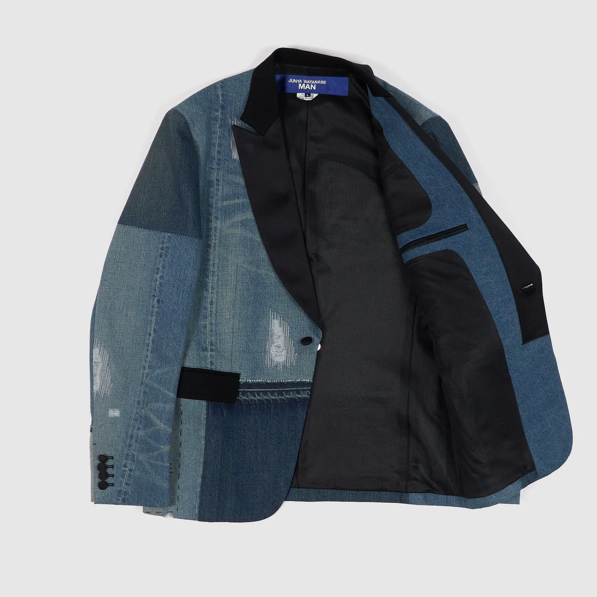 Junya Watanabe Man Patchwork Denim Tuxedo Blazer