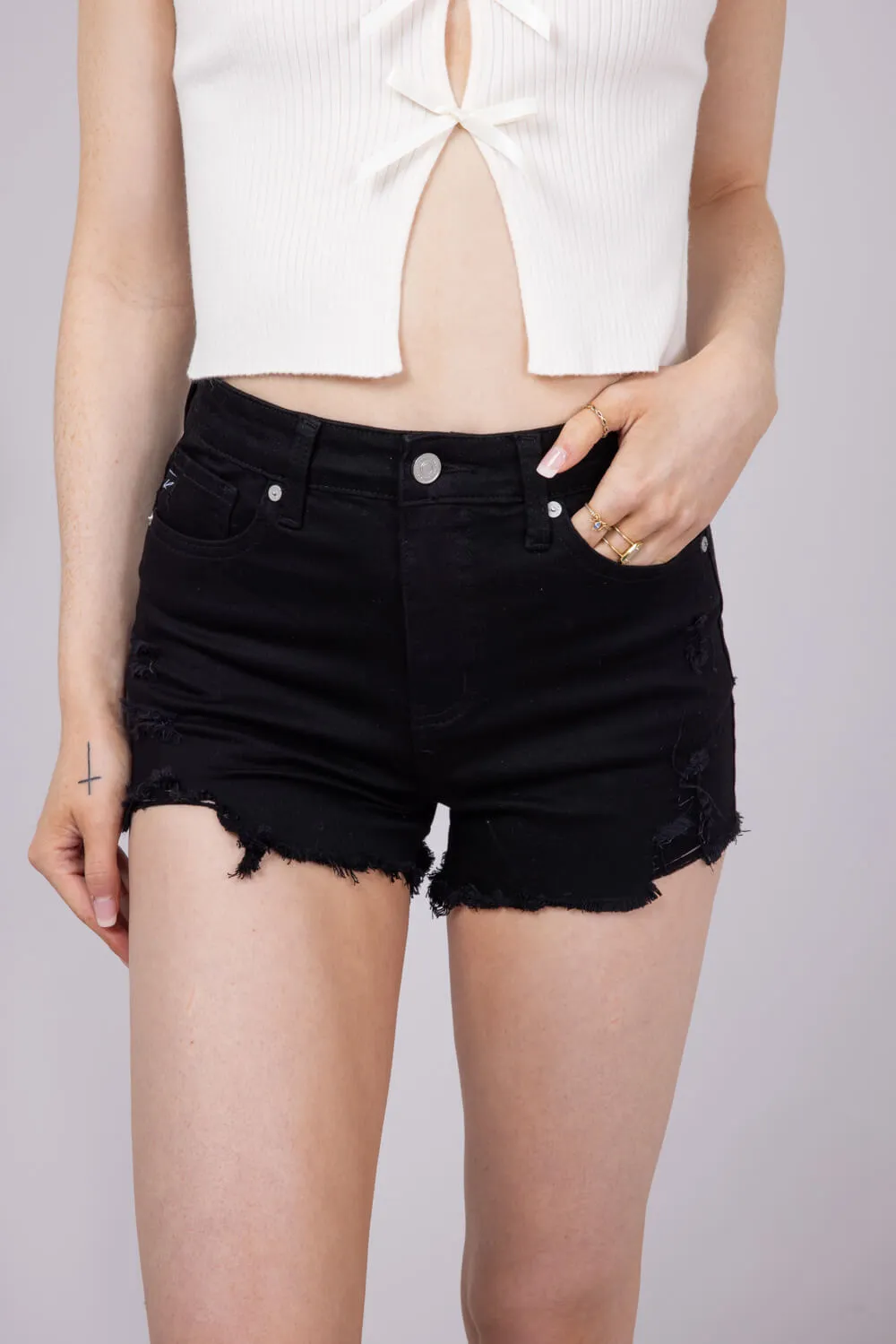 KanCan x Glik’s Best Friend Denim Shorts for Women in Black | AB1022BK-GL