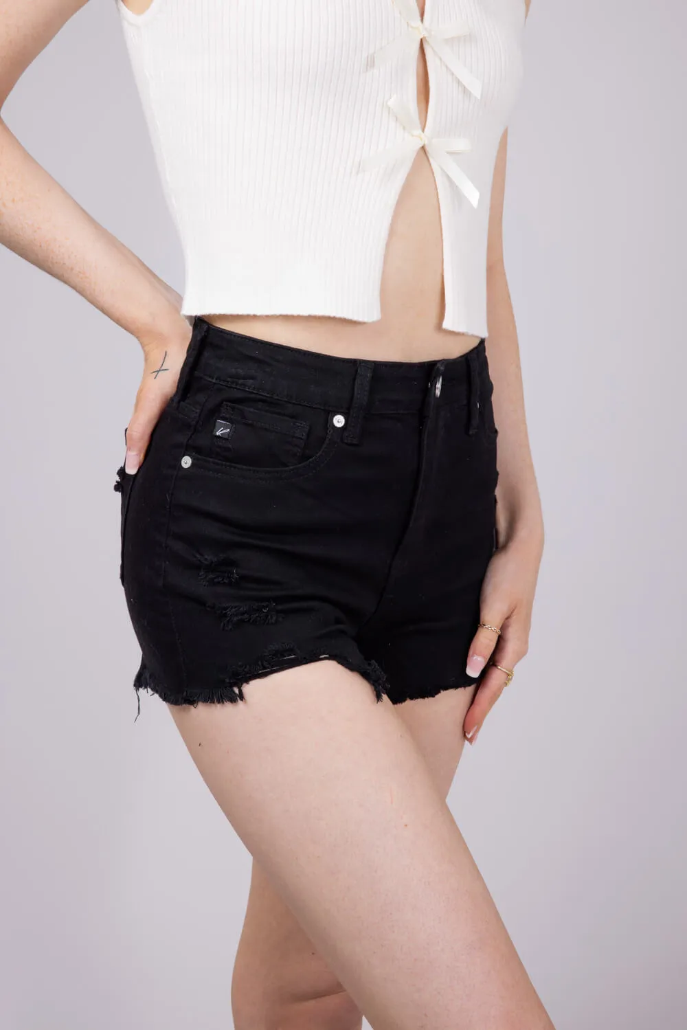 KanCan x Glik’s Best Friend Denim Shorts for Women in Black | AB1022BK-GL