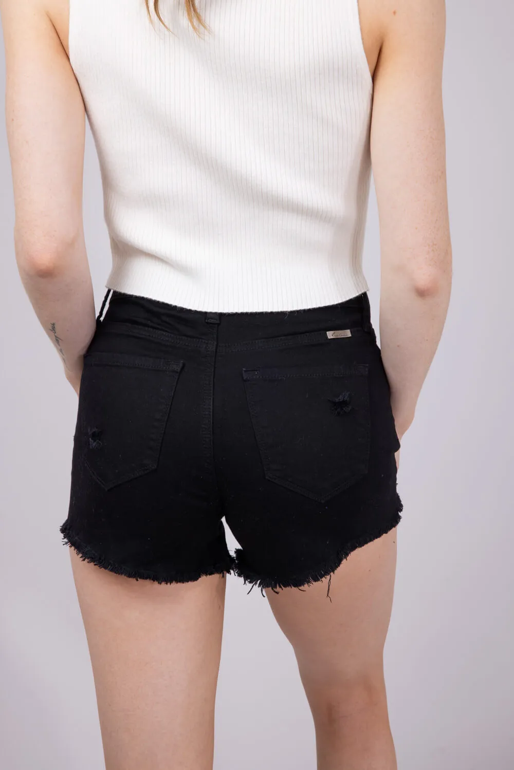 KanCan x Glik’s Best Friend Denim Shorts for Women in Black | AB1022BK-GL