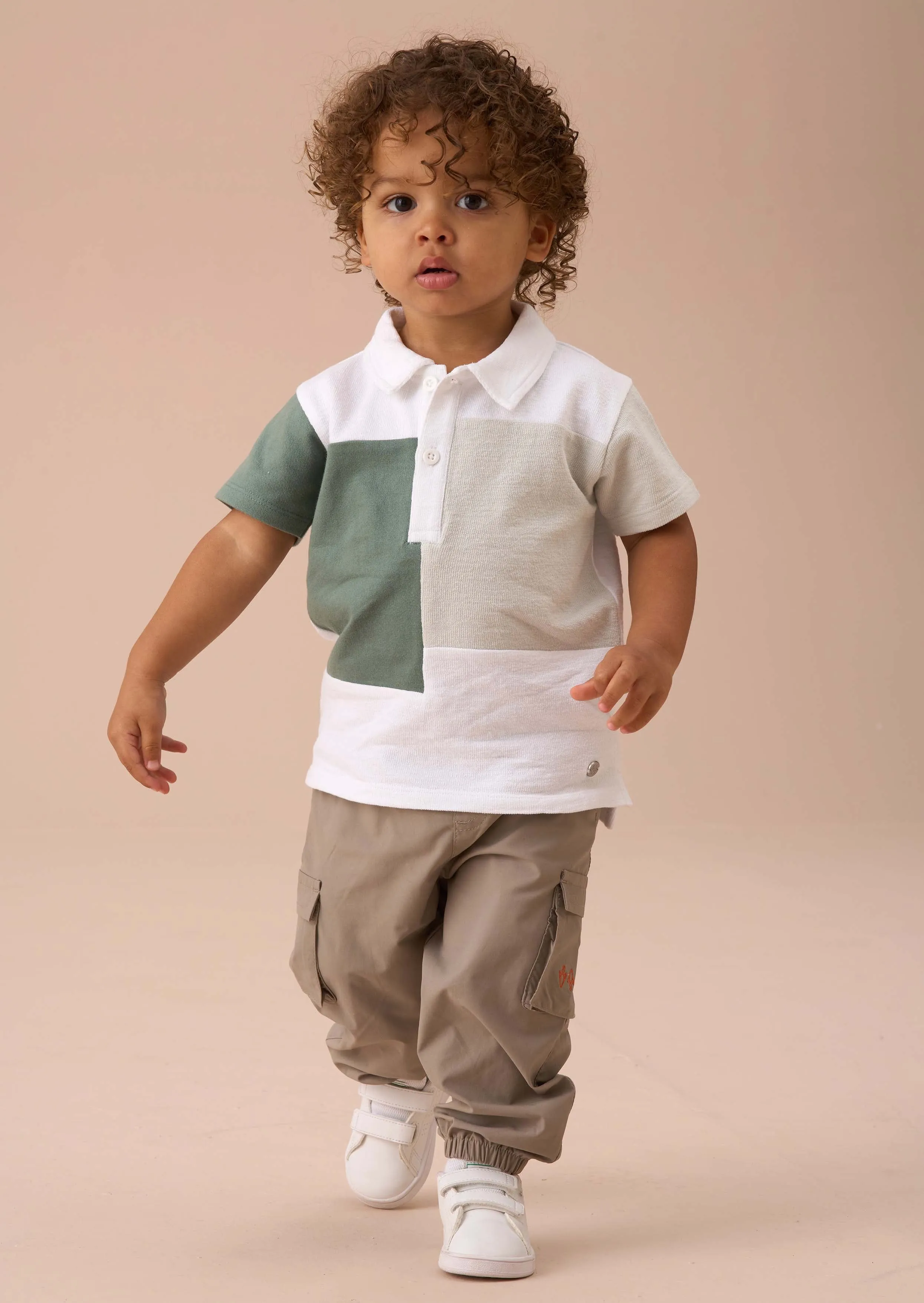 Kane White Textured Colourblock Polo