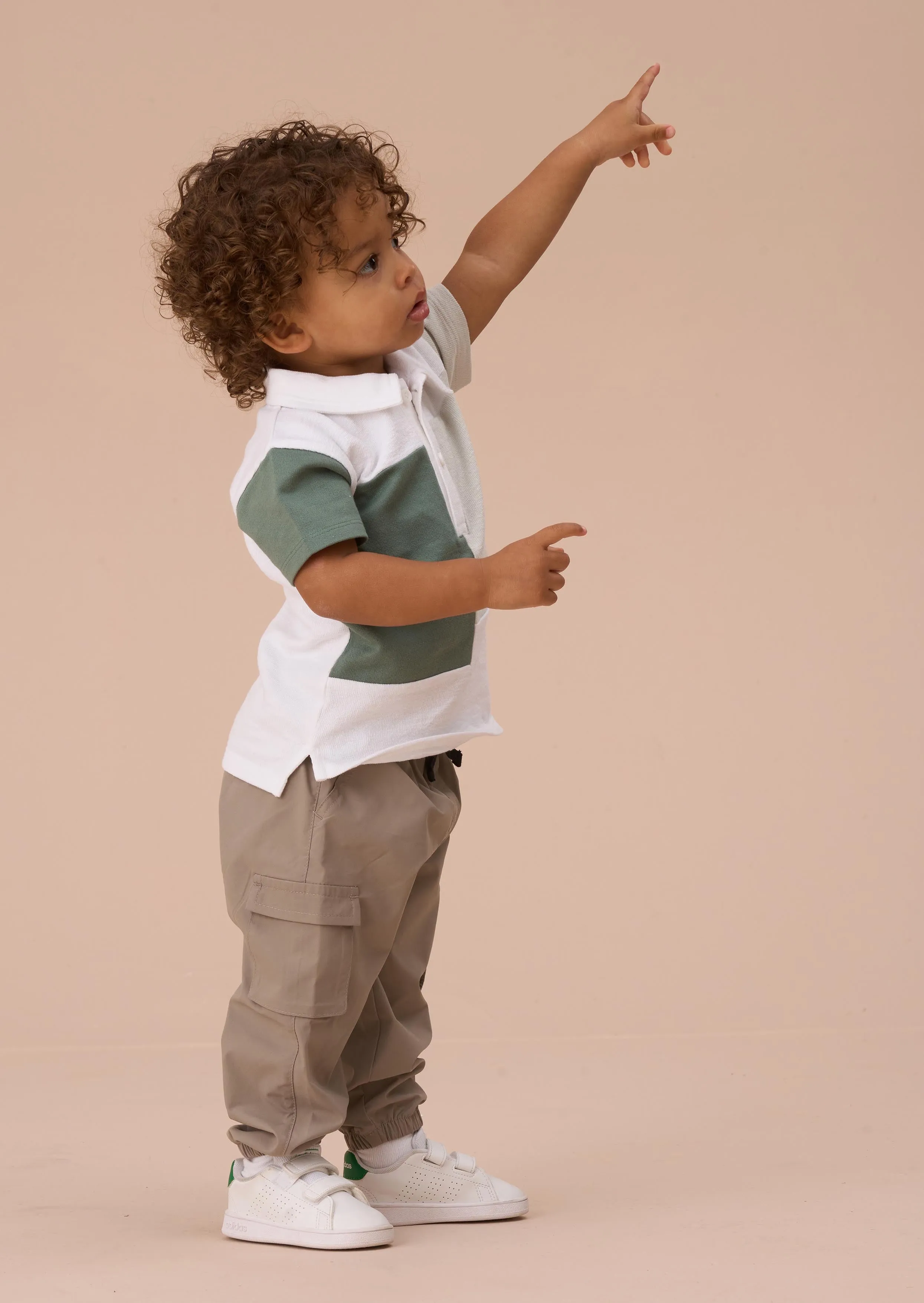 Kane White Textured Colourblock Polo