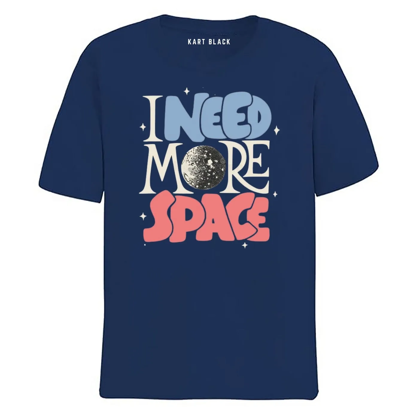 KART BLACK Men's Plus Size Navy Color Tshirts | Regular Fit Round Neck Cotton Tshirts | NVY-MORE SPACE