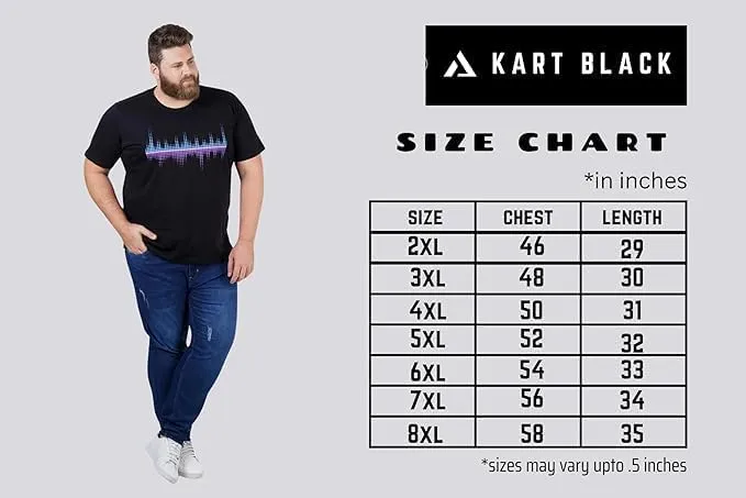 KART BLACK Men's Plus Size Navy Color Tshirts | Regular Fit Round Neck Cotton Tshirts | NVY-MORE SPACE