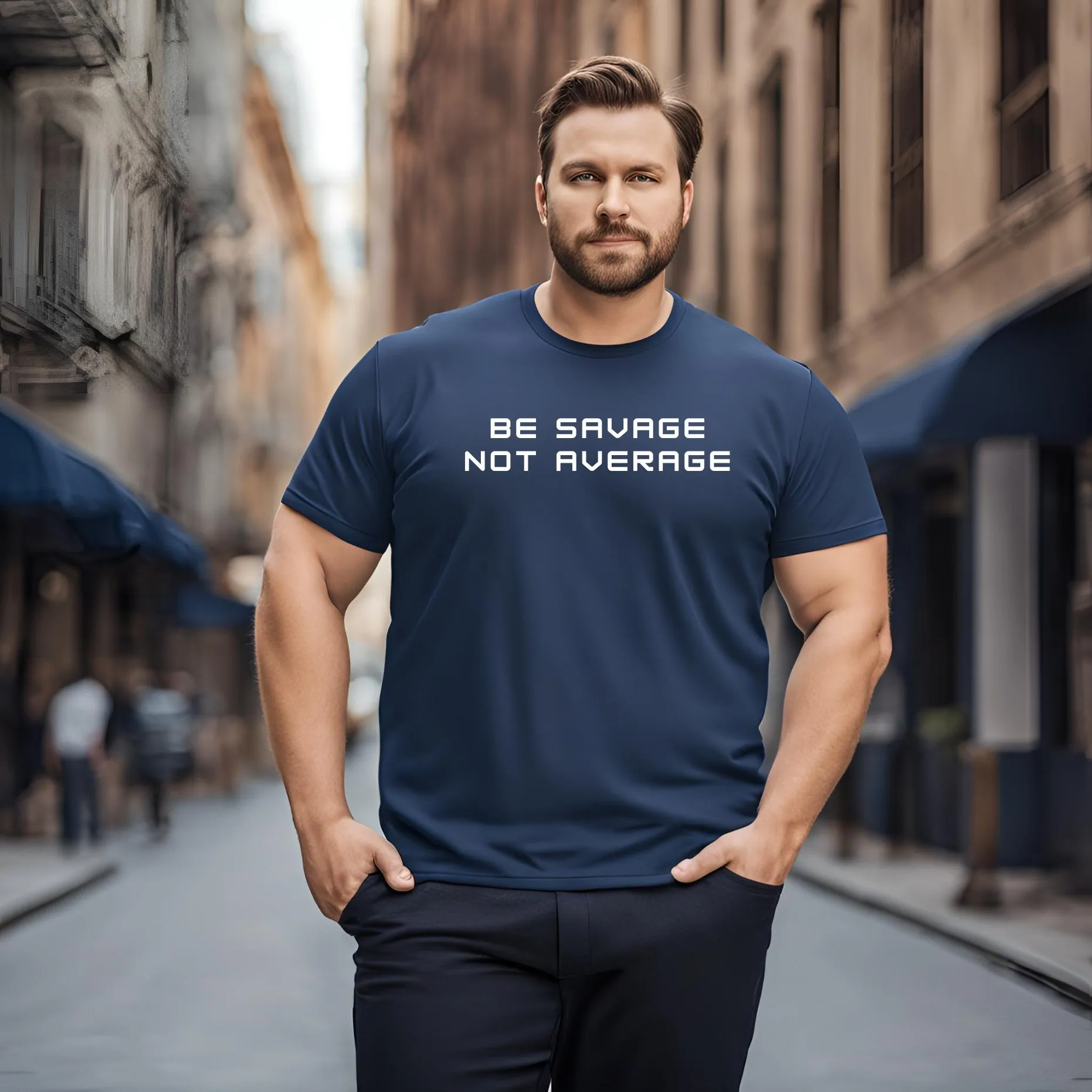 KART BLACK Men's Plus Size Navy Color Tshirts | Regular Fit Round Neck Cotton Tshirts | NVY-SAVAGE