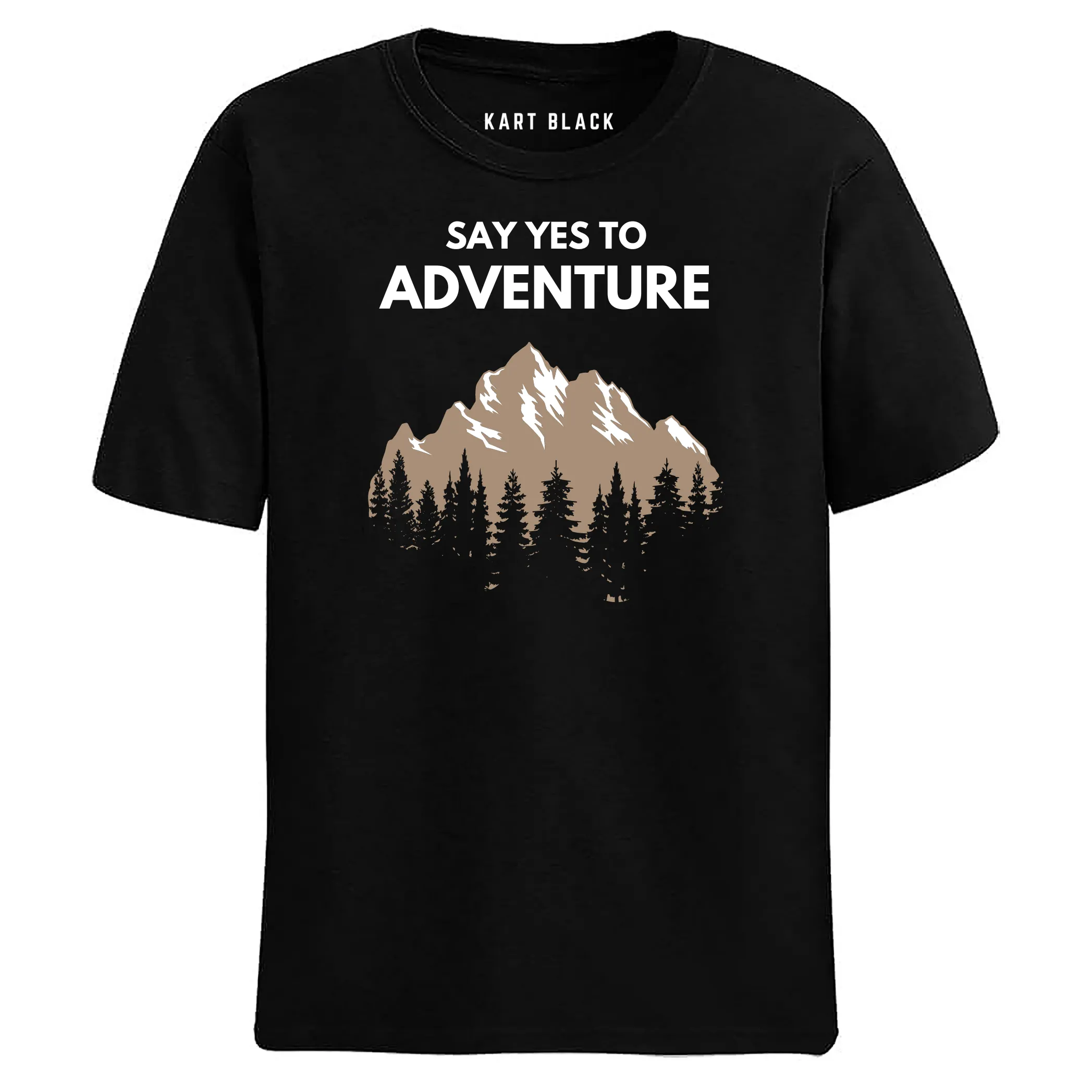 Kart Black Men's Plus Size Regular Fit Cotton Tshirts | MT-PLUS-BLK-YESADVENTURE_3XL
