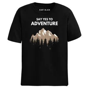 Kart Black Men's Plus Size Regular Fit Cotton Tshirts | MT-PLUS-BLK-YESADVENTURE_3XL