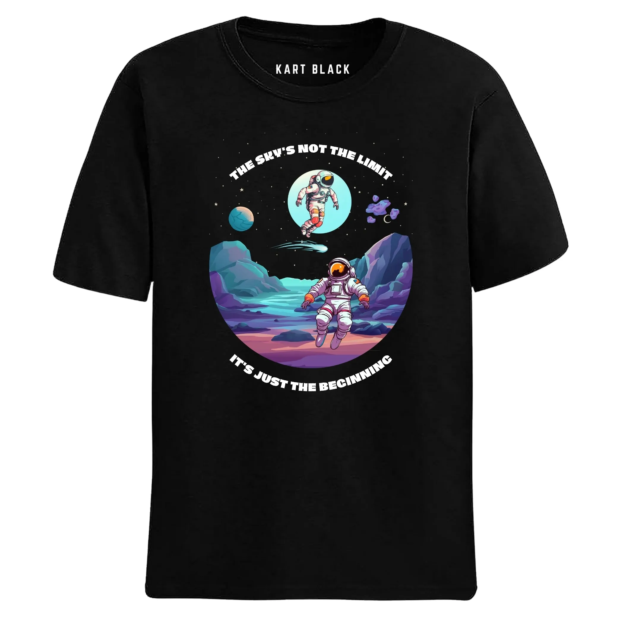KART BLACK Men's Plus Size Tshirts | Regular Fit Round Neck Cotton Tshirts | BLK-SKY NOT LIMIT_3XL