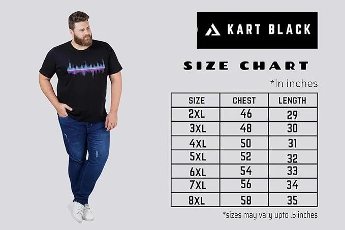 KART BLACK Men's Plus Size Tshirts | Regular Fit Round Neck Cotton Tshirts | BLK-SKY NOT LIMIT_3XL