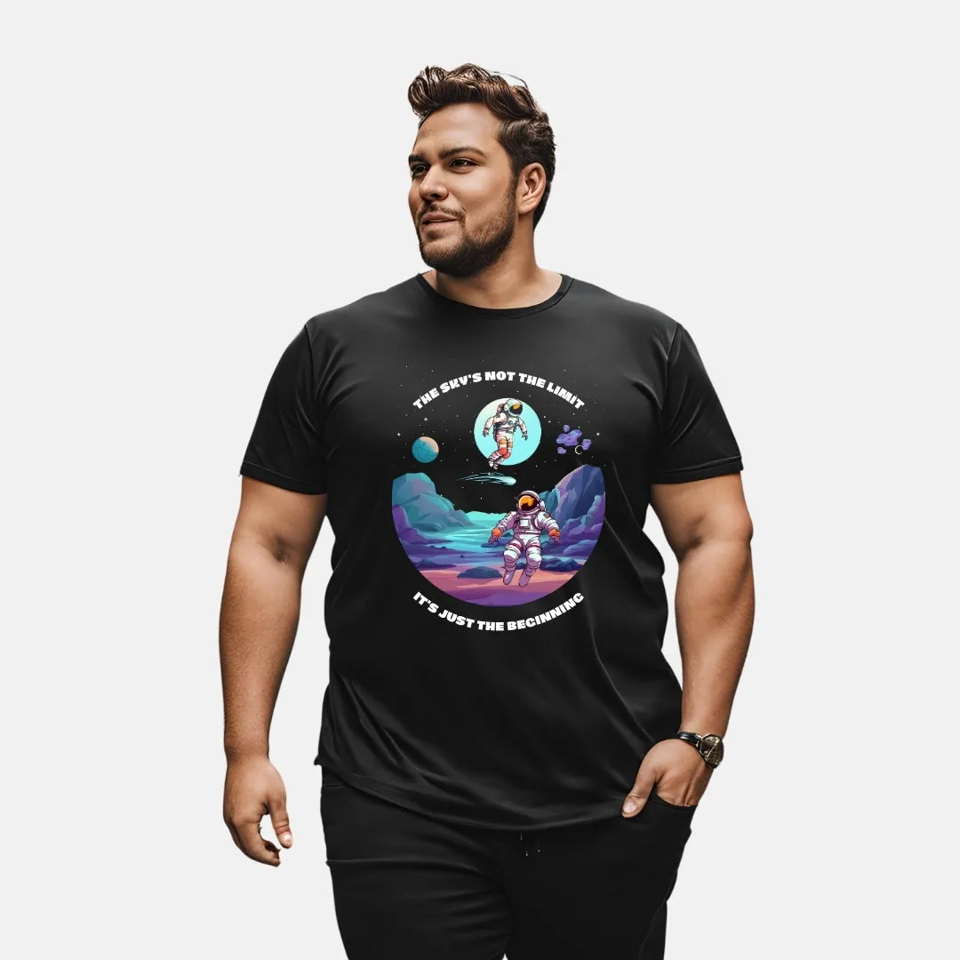 KART BLACK Men's Plus Size Tshirts | Regular Fit Round Neck Cotton Tshirts | BLK-SKY NOT LIMIT_3XL