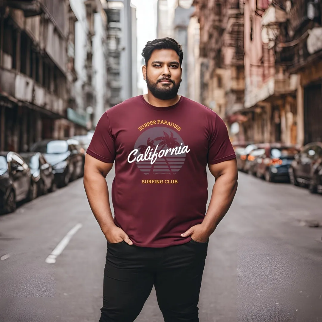 KART BLACK Men's Plus Size Tshirts | Regular Fit Round Neck Cotton Tshirts | MRN-SURFING_3XL
