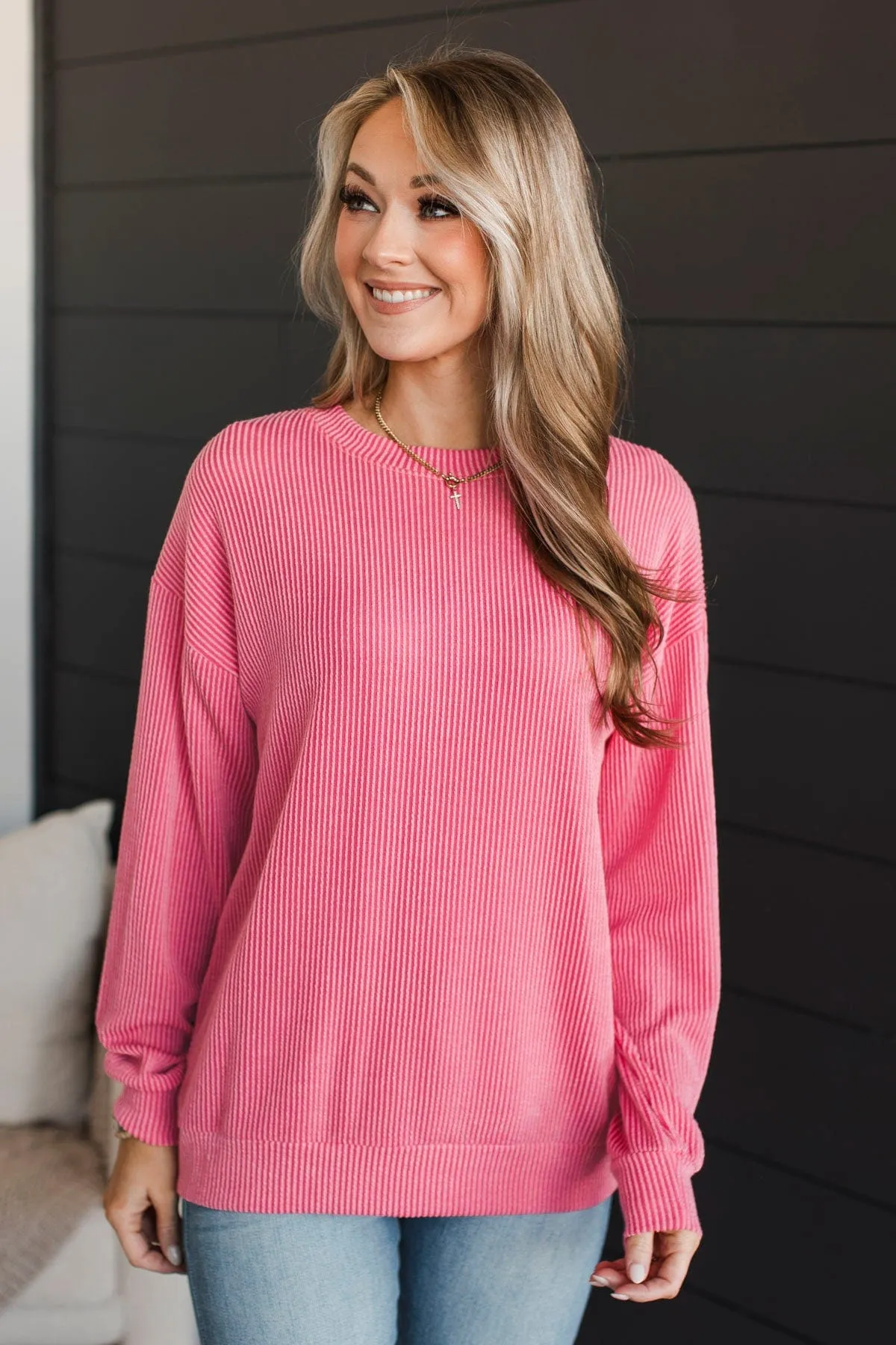 Keep Me In Mind Ribbed Knit Top- Pink