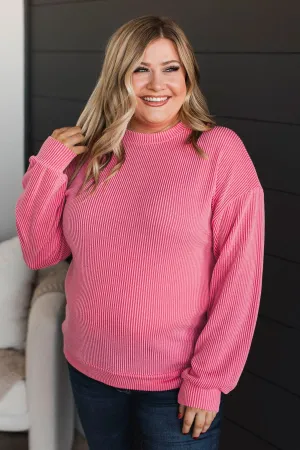 Keep Me In Mind Ribbed Knit Top- Pink
