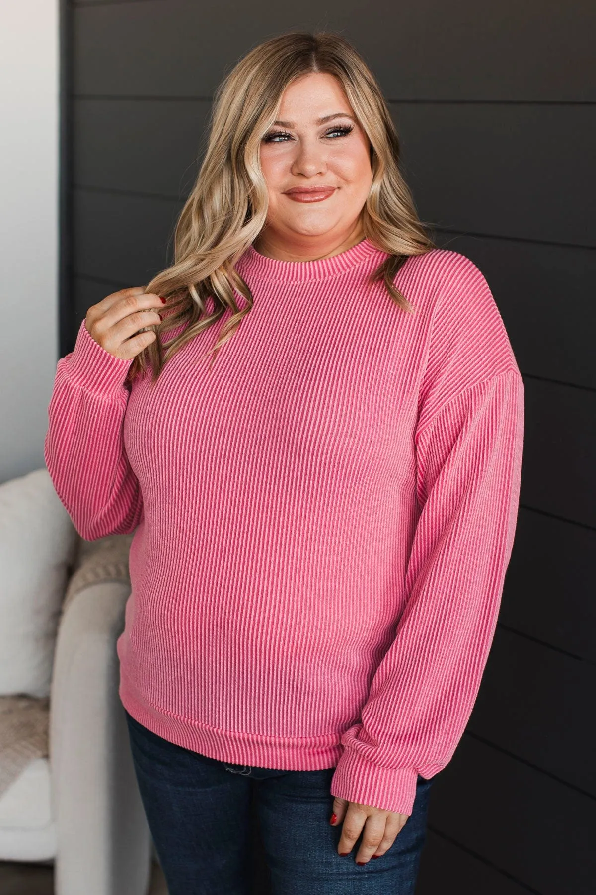Keep Me In Mind Ribbed Knit Top- Pink