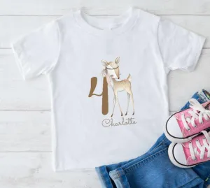 Kinder T-Shirt Geburtstag Reh Zahlenshirt personalisiert