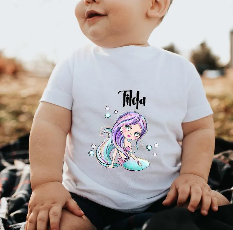 Kinder T-Shirt Meerjungfrau personalisiert mit Name Mädchen
