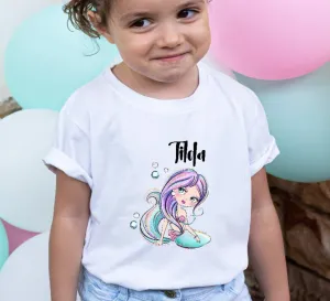 Kinder T-Shirt Meerjungfrau personalisiert mit Name Mädchen