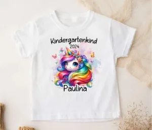 Kindergartenkind T-Shirt Einhorn personalisiert Kita Kind Mädchen Kindergarten Start
