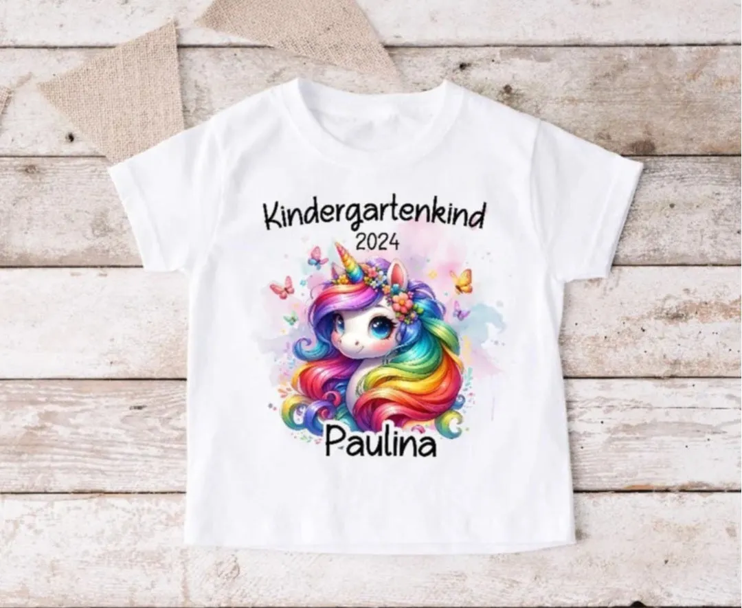 Kindergartenkind T-Shirt Einhorn personalisiert Kita Kind Mädchen Kindergarten Start