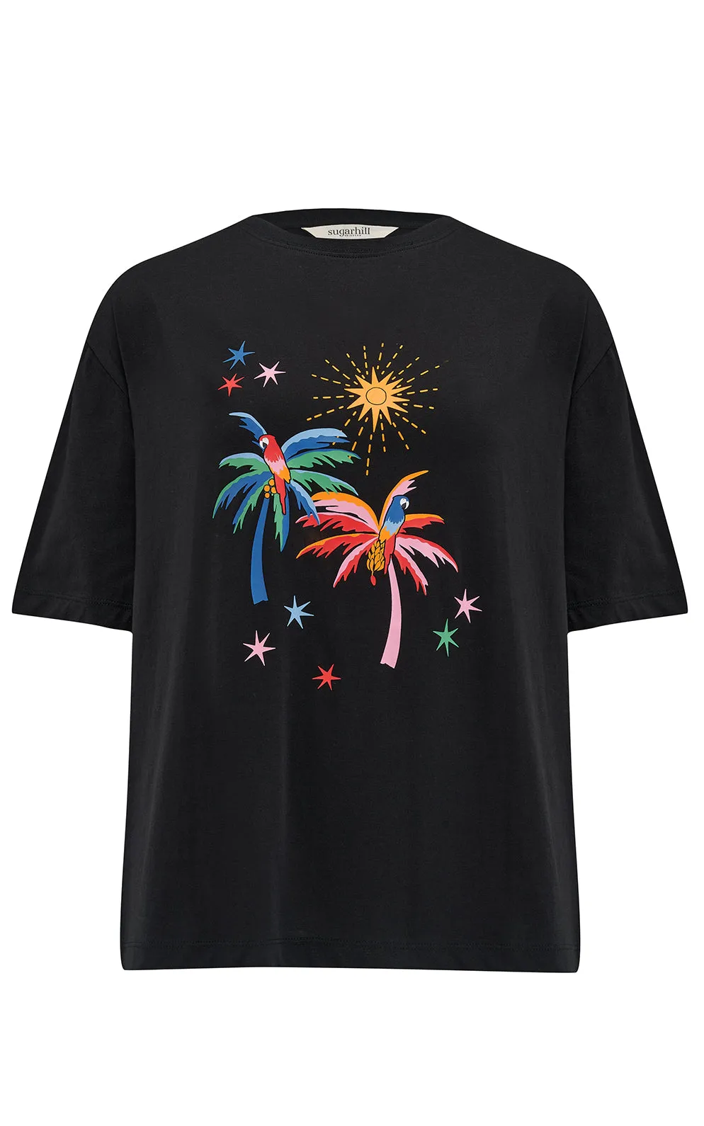 Kinsley Relaxed T-Shirt Black Palms & Sunshine
