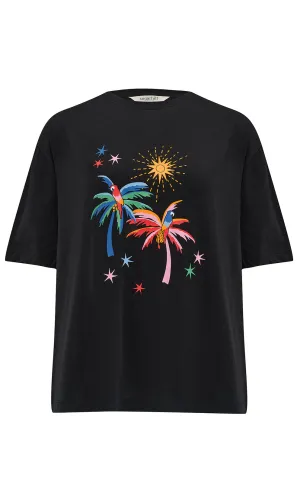 Kinsley Relaxed T-Shirt Black Palms & Sunshine