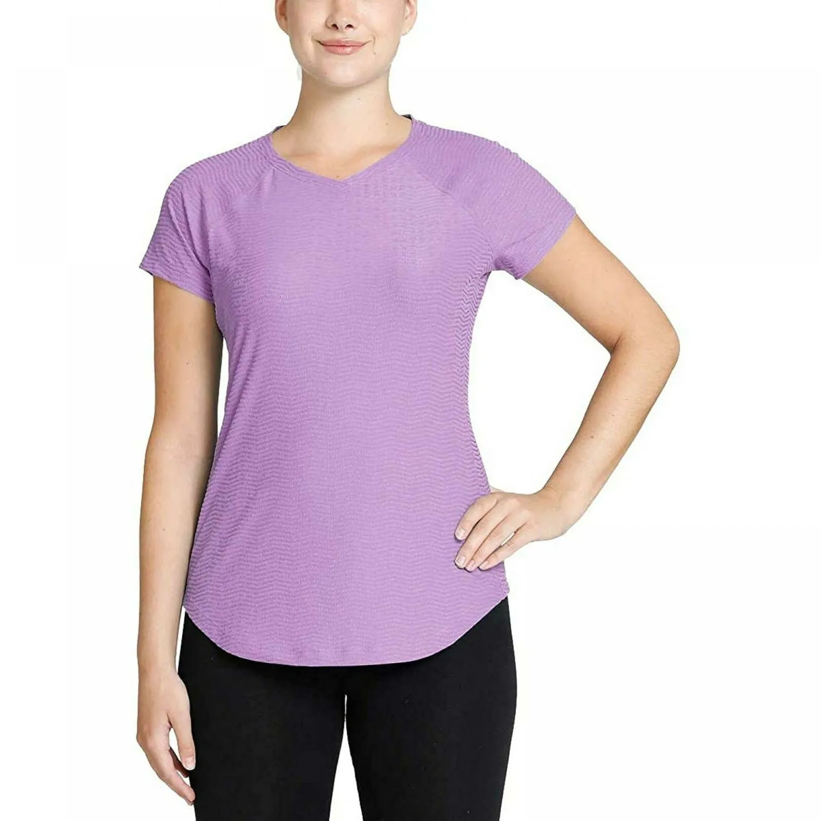 Kirkland Signature Women's Active V-Neck Textured T-Shirt