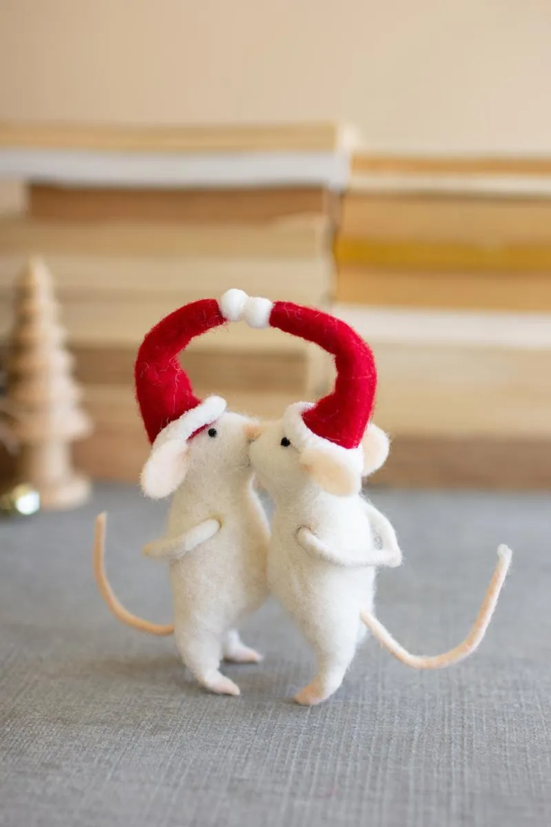 Kissing Felt Christmas Mice (Pack of 2)