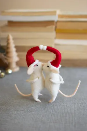 Kissing Felt Christmas Mice (Pack of 2)