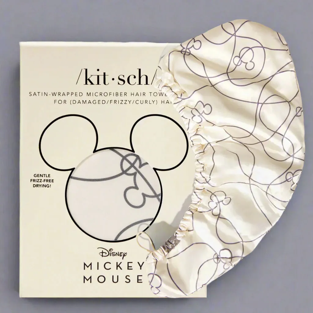 Kitsch & Mickey and Minnie Satin-Wrapped Hair Towel - Mickey Maze
