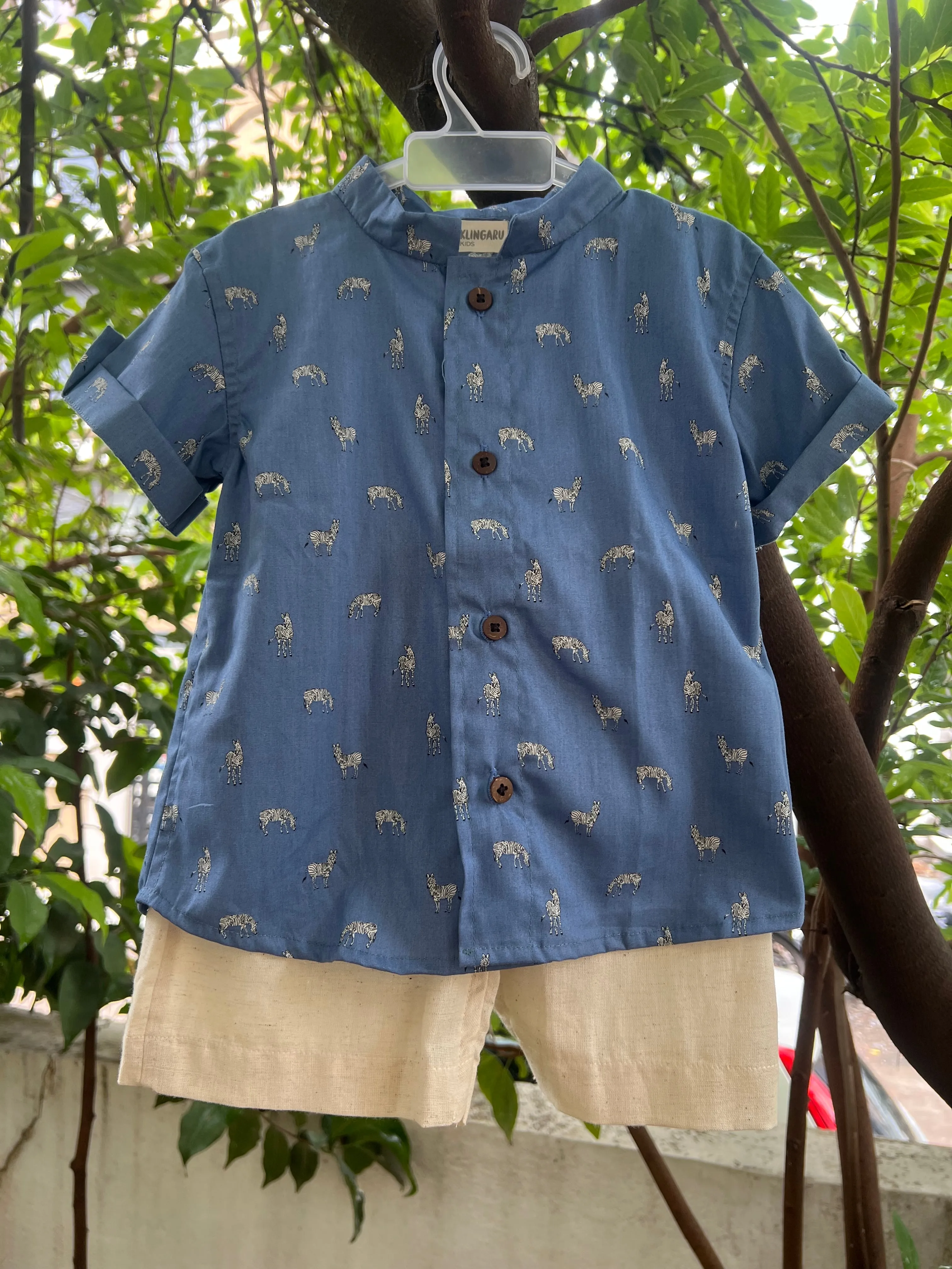 Klingaru Shirt -  Zebra on Blue  ( Last Pieces )