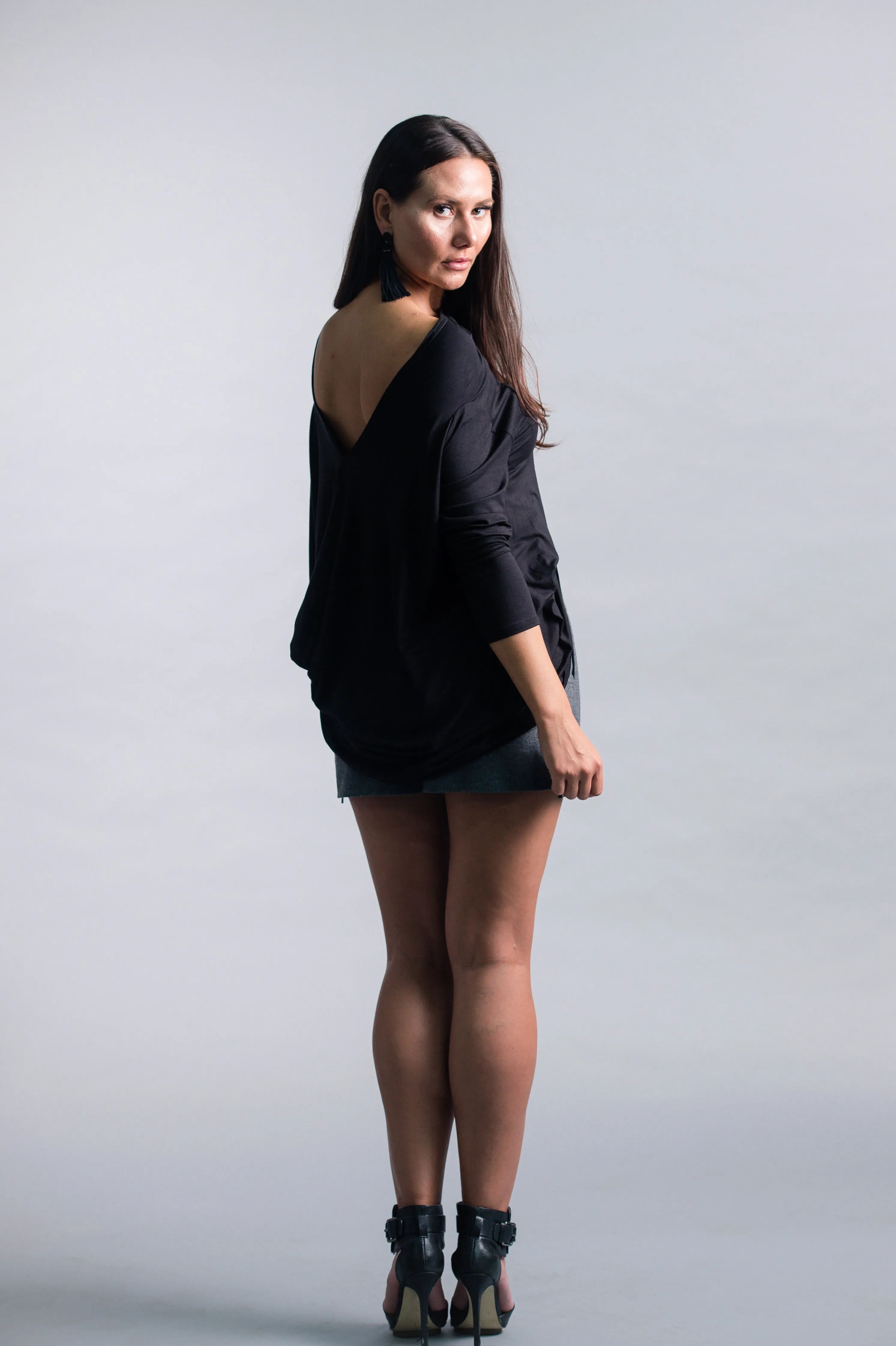 Knit Open Back Long Sleeve Top