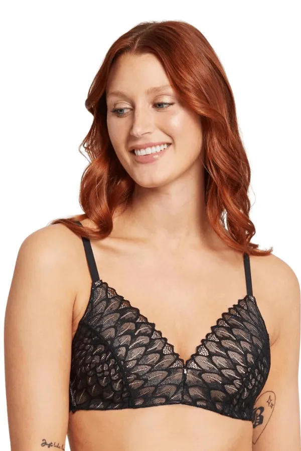 Lacy Wire-Free Bra - Black