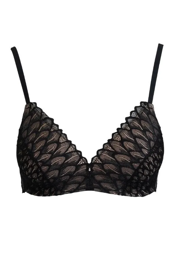 Lacy Wire-Free Bra - Black