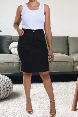 Ladies Black Denim Skirt