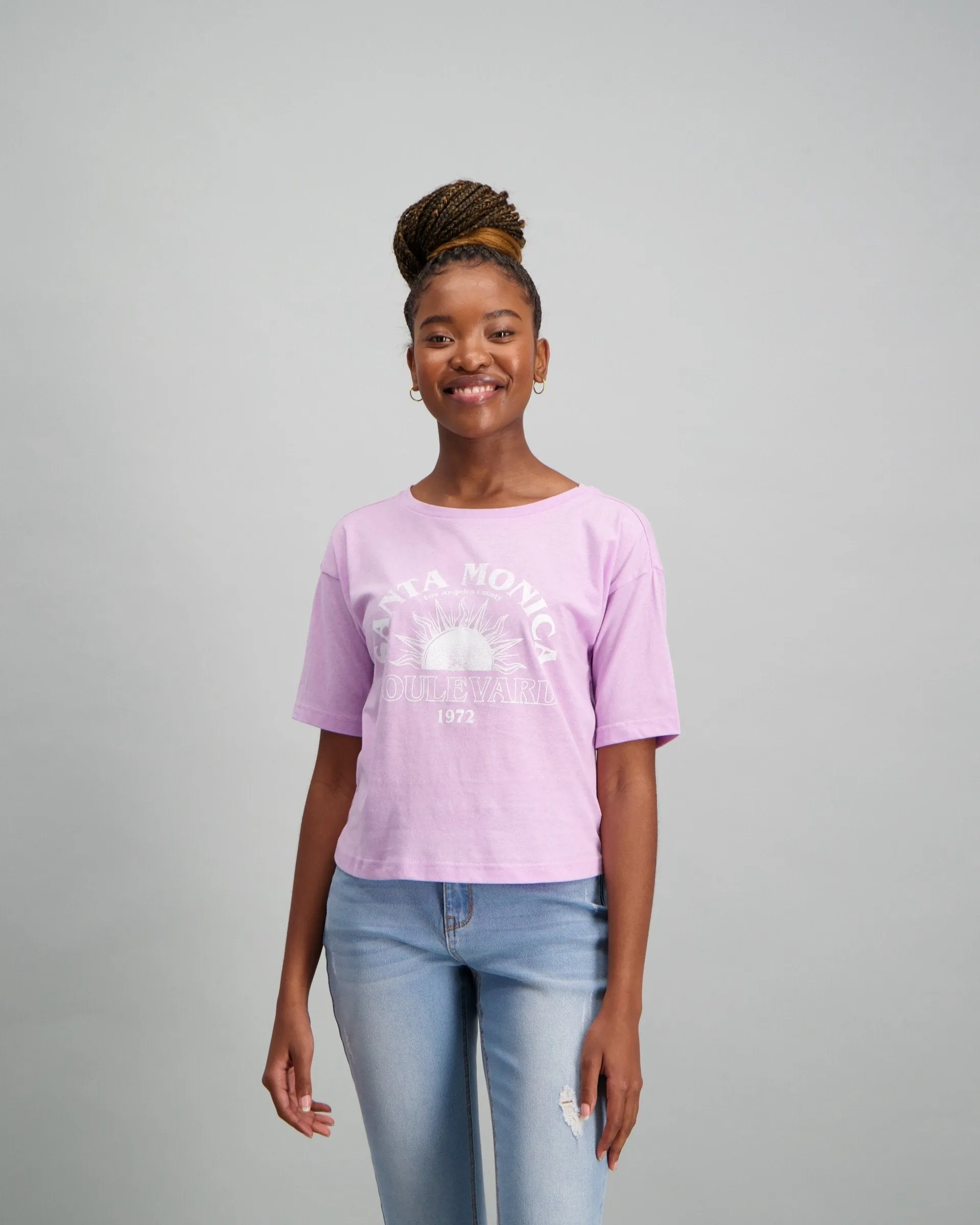 Ladies Boxy Horizon T-Shirt - Lilac