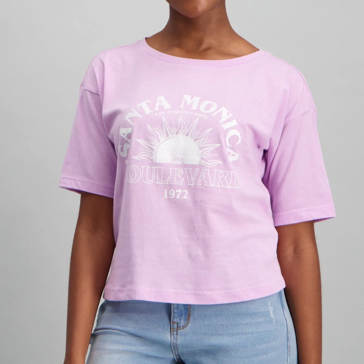 Ladies Boxy Horizon T-Shirt - Lilac