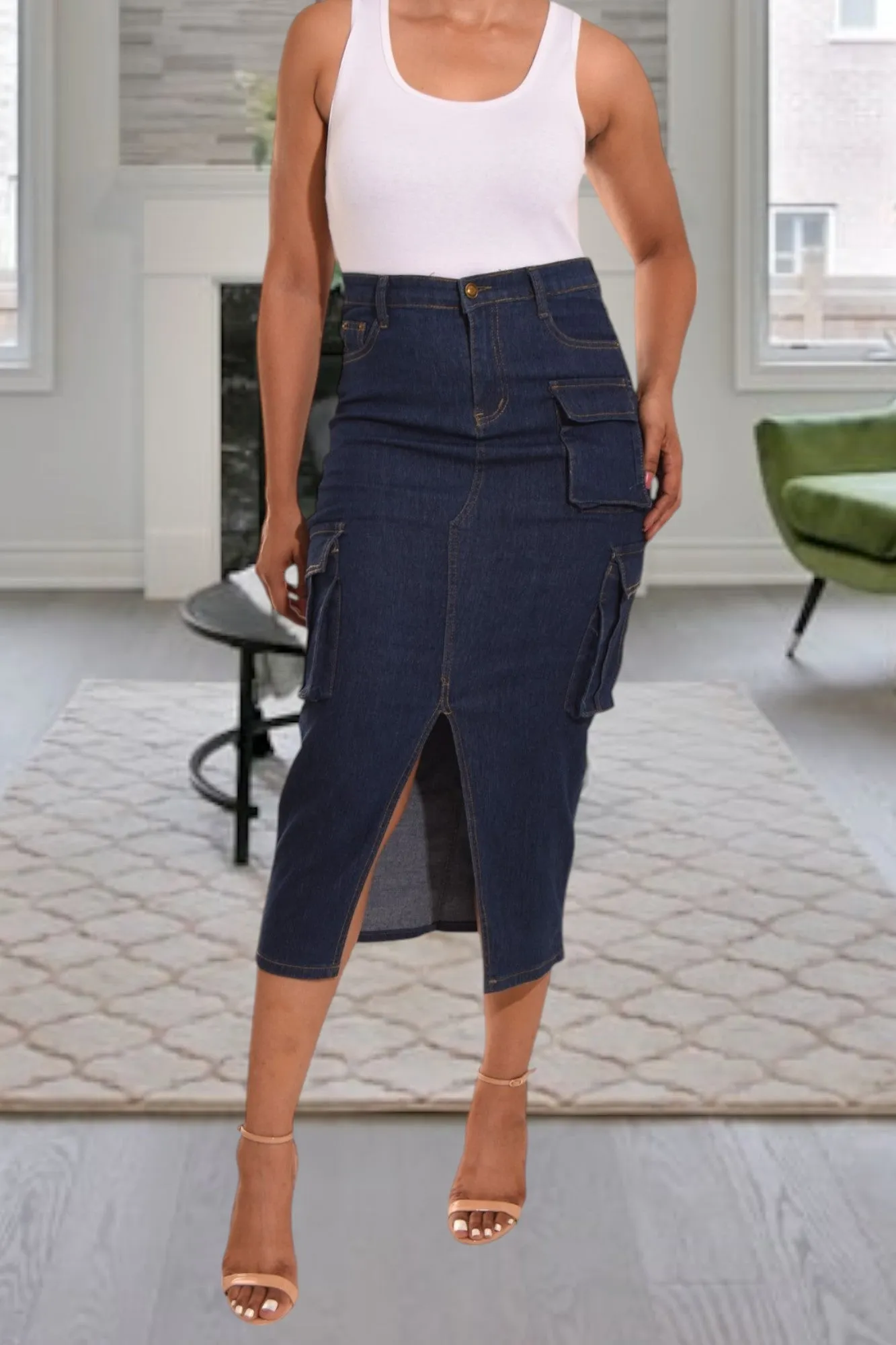 Ladies Denim Slit Skirt