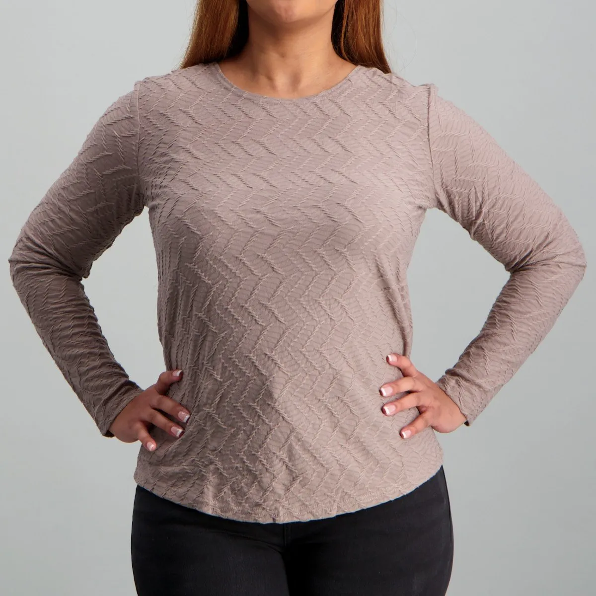 Ladies Pintuck Top - Taupe