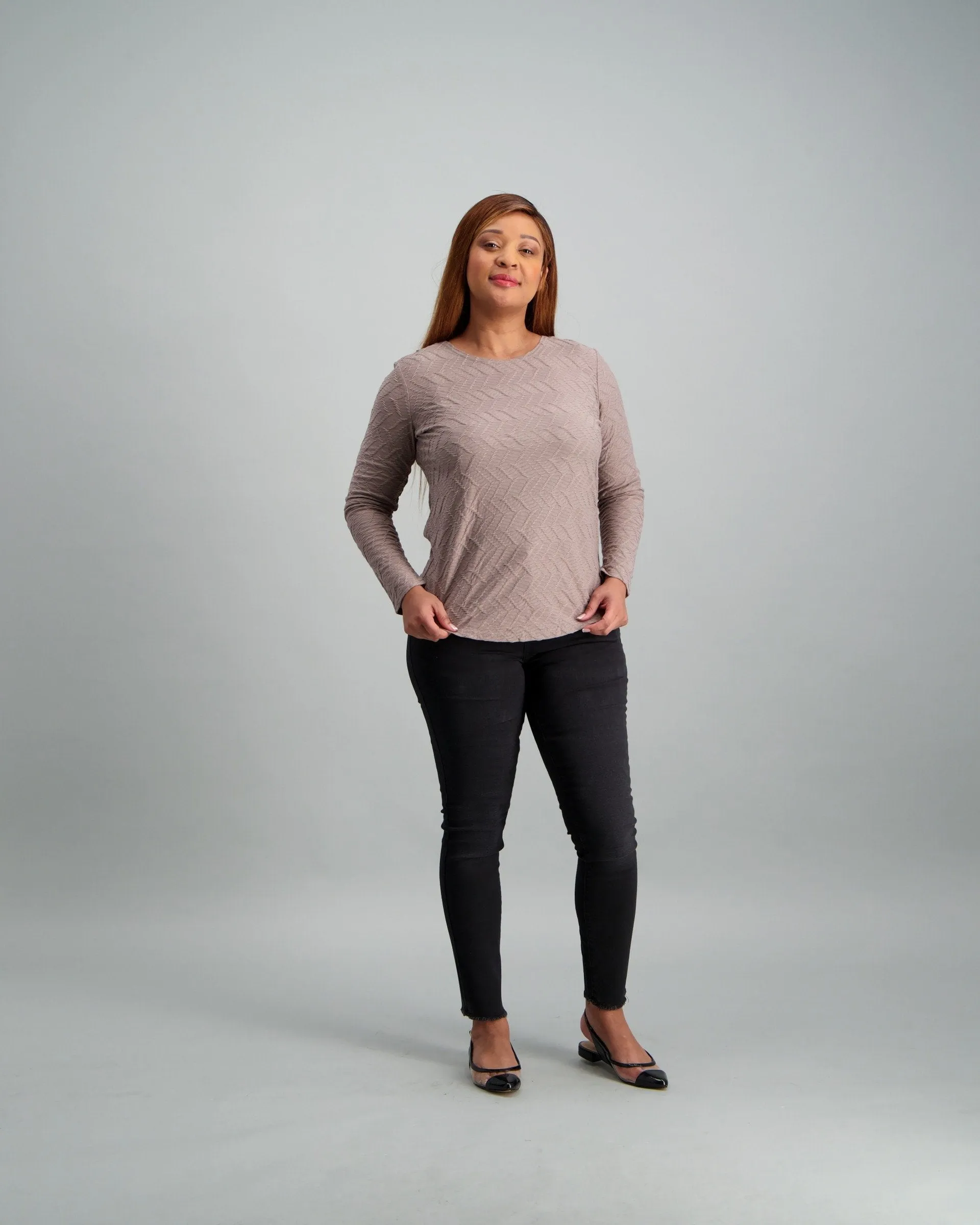 Ladies Pintuck Top - Taupe