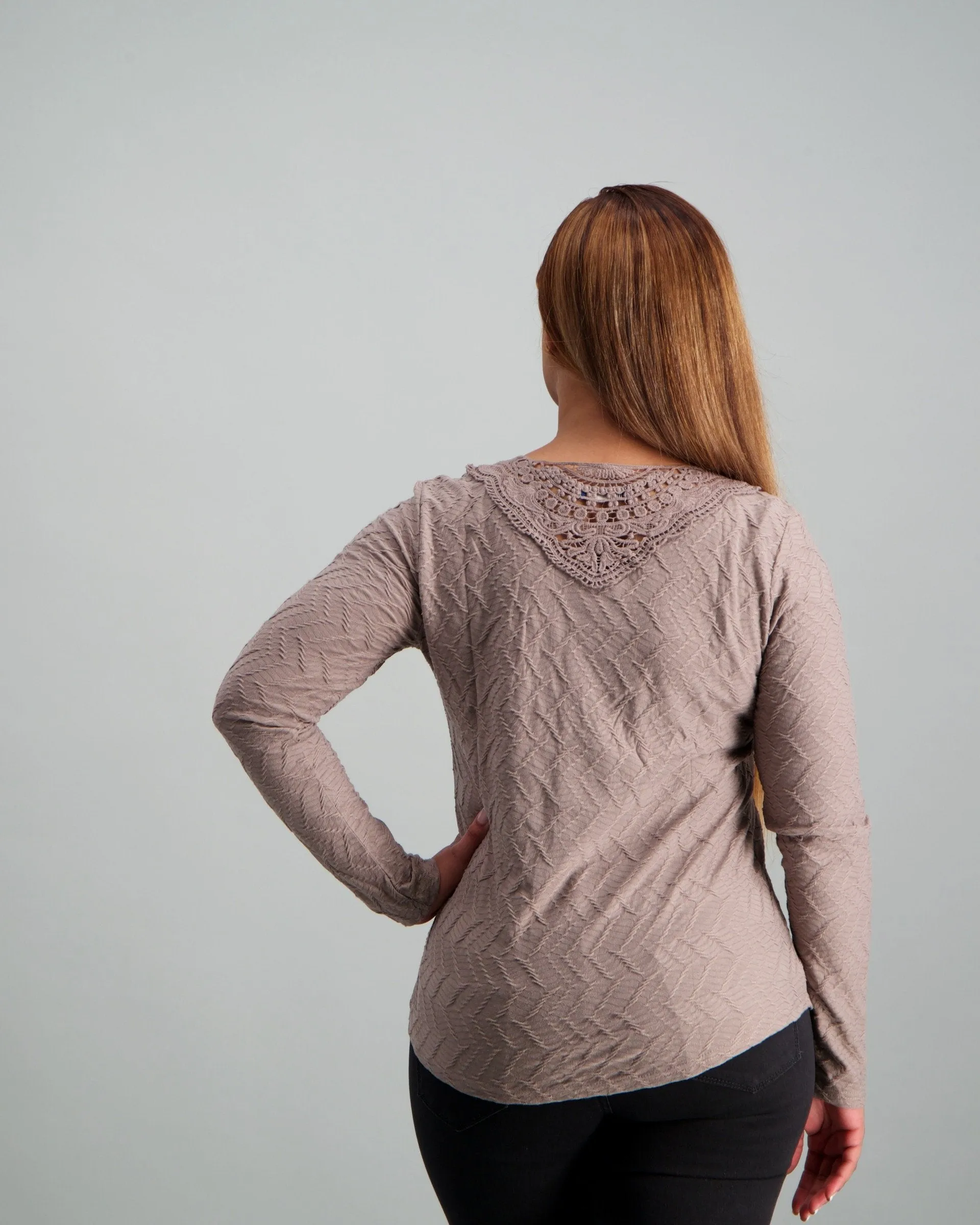 Ladies Pintuck Top - Taupe