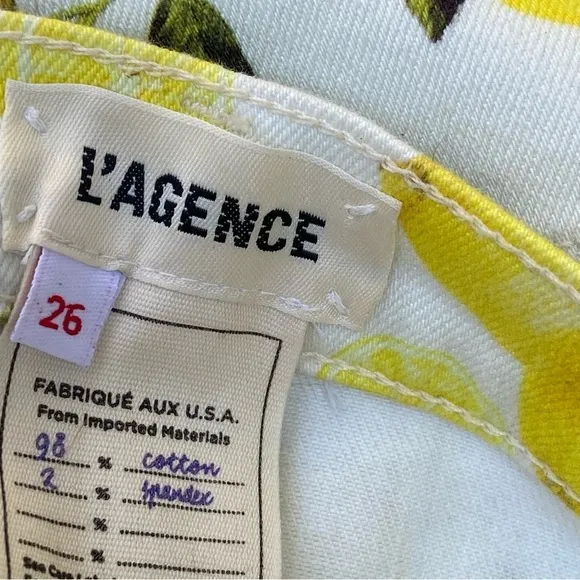 L'agence Audrey Mid Rise Lemon Print Shorts Denim Jean Shorts - Size 26