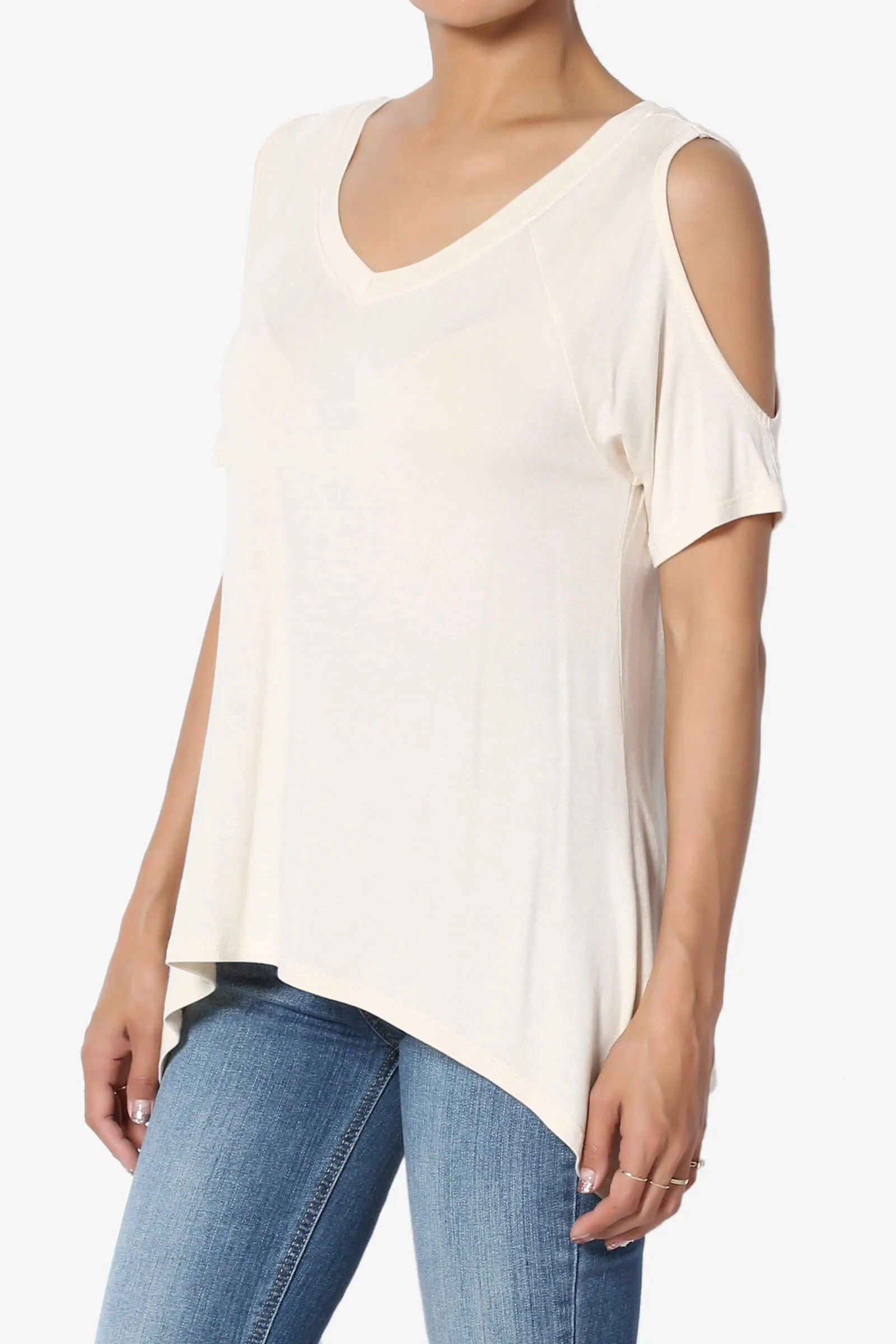 Lani Cold Shoulder V-Neck Jersey Top