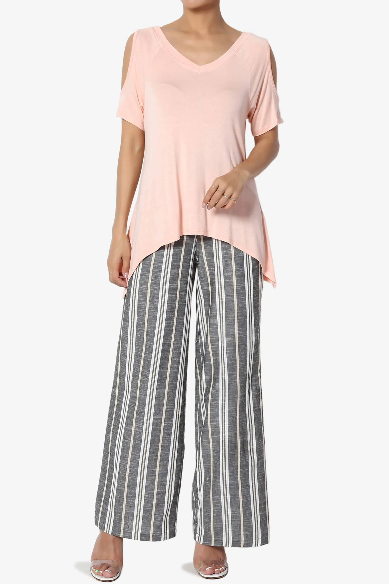 Lani Cold Shoulder V-Neck Jersey Top