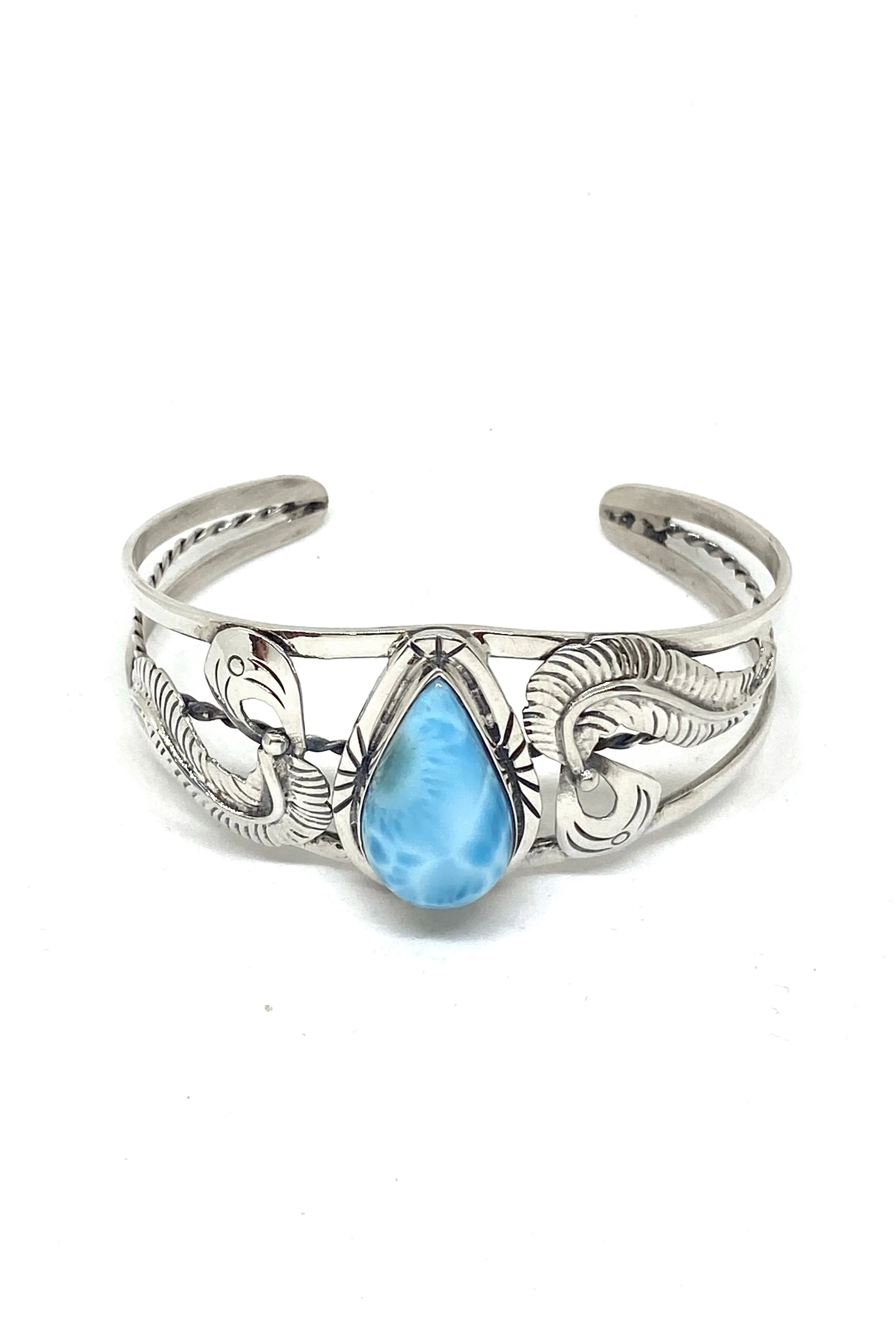 Larimar Sterling Silver Feather Cuff