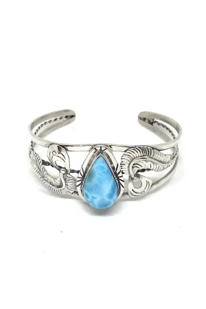 Larimar Sterling Silver Feather Cuff