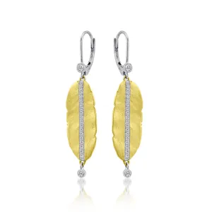 Leaf Yellow Gold Earrings with Diamonds