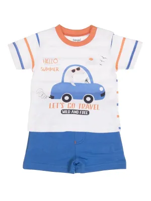 Lets Go Travel T-shirt and Blue Shorts Baby 2 Piece Outfit
