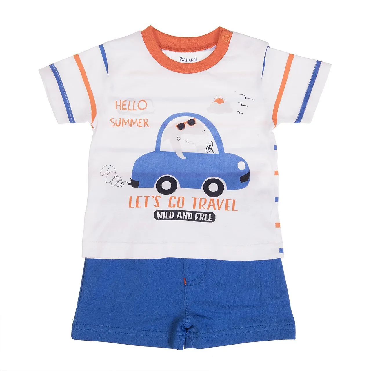 Lets Go Travel T-shirt and Blue Shorts Baby 2 Piece Outfit