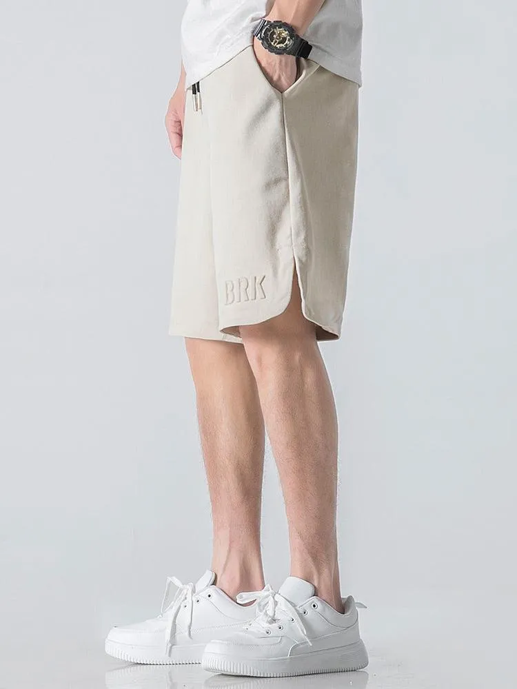 Letter Embroidery Drawstring Waist Shorts