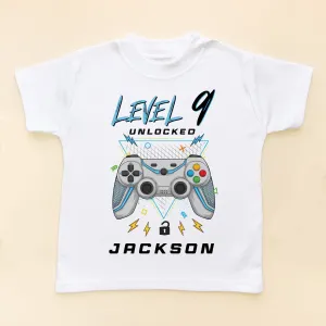 Level 9 Unlocked Gamer Birthday Personalised T Shirt